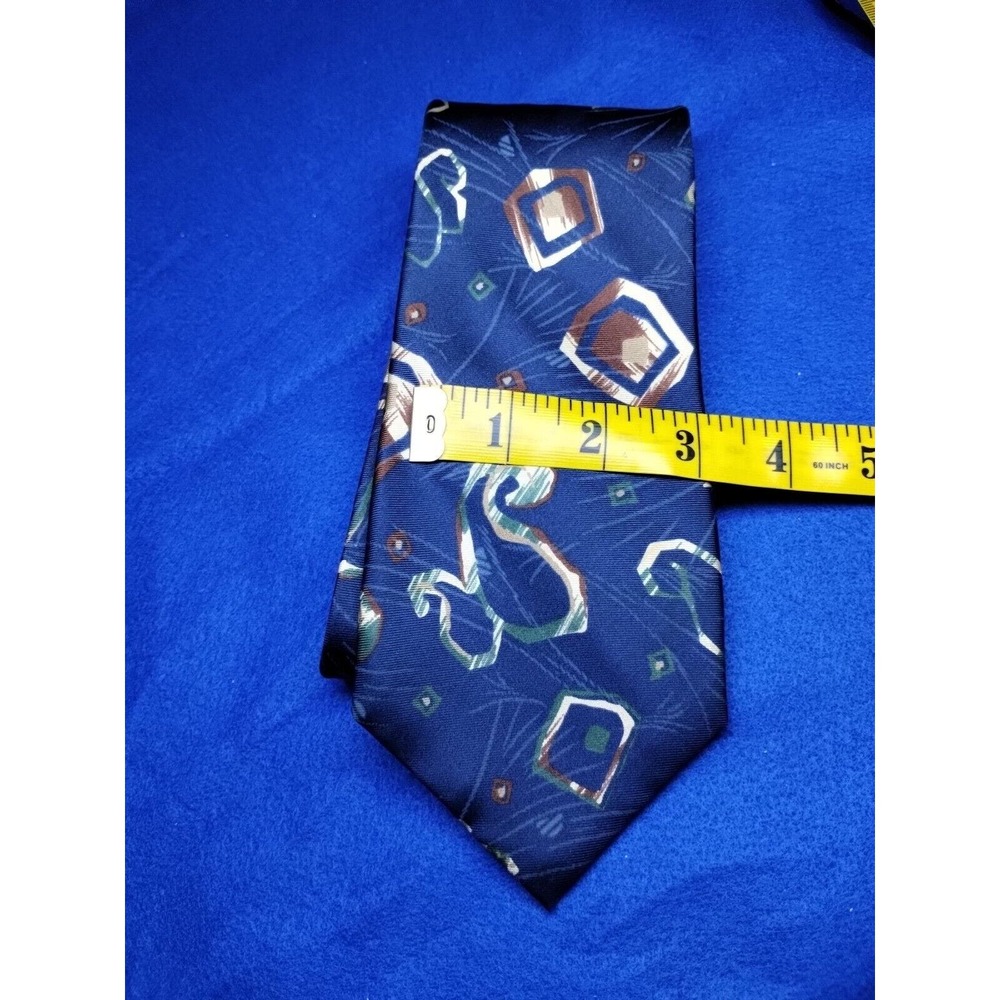 Pierre Cardin Multi-Color Blue Brown/Tan Green Geometric Paisley Abstract TipTie
